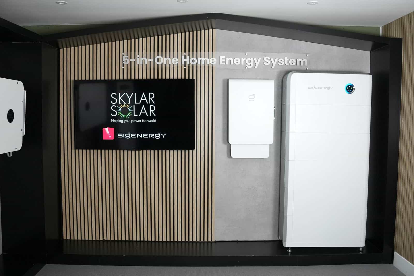 The Sigenergy 5-in-One Home Energy System display in the Skylar Solar Chelmsford showroom